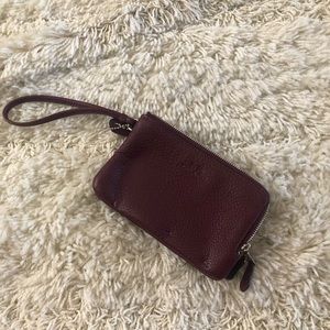 Coach burgundy red double corner zip wristlet